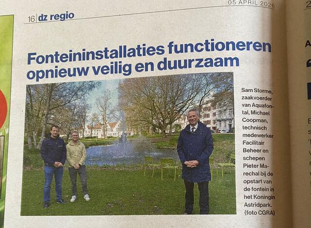 Artikel De Zondag - De Brugse fonteinen zijn er weer klaar voor!