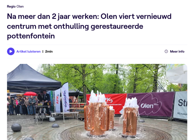 Olen viert vernieuwd centrum met onthulling gerestaureerde pottenfontein